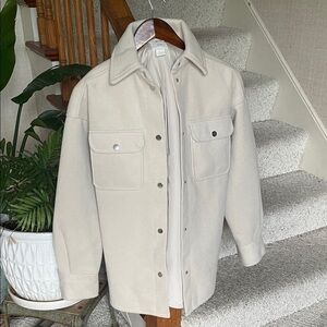 H&M Cream Lightweight Oversized Button Down Shacket